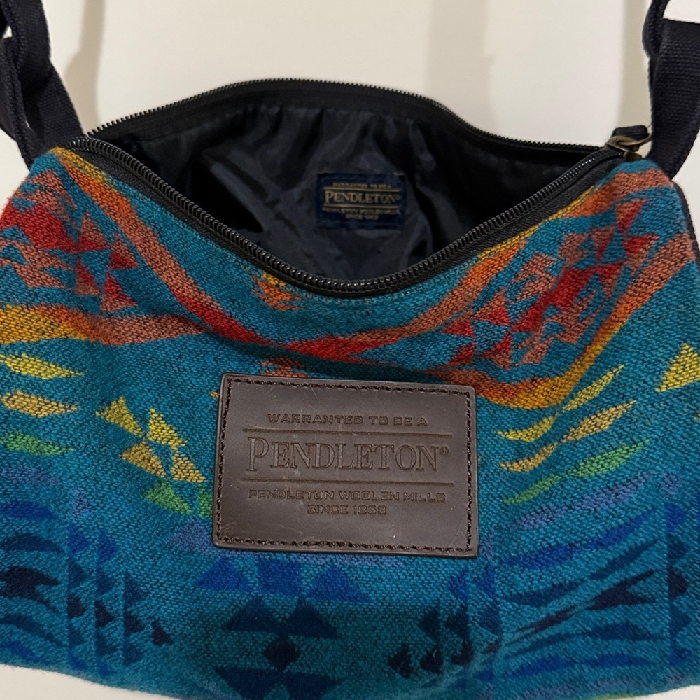 Pendleton Teal Multicolor Tribal Wool Crossbody w… - image 3